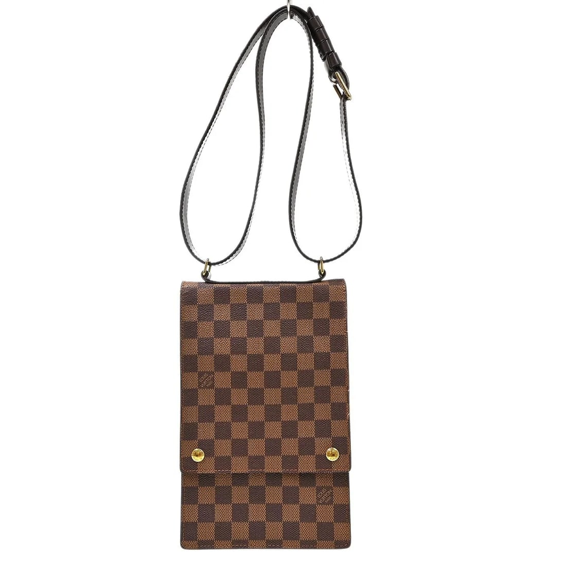 Louis Vuitton Portobello Messenger Brown Canvas Shoulder Bag: Louis Vuitton Portobello Messenger Brown Canvas Shoulder Bag Louis Vuitton Portobello Messenger in Damier Ebene, presented as a unisex messenger bag in brown canvas. It is noted to be in good conditio