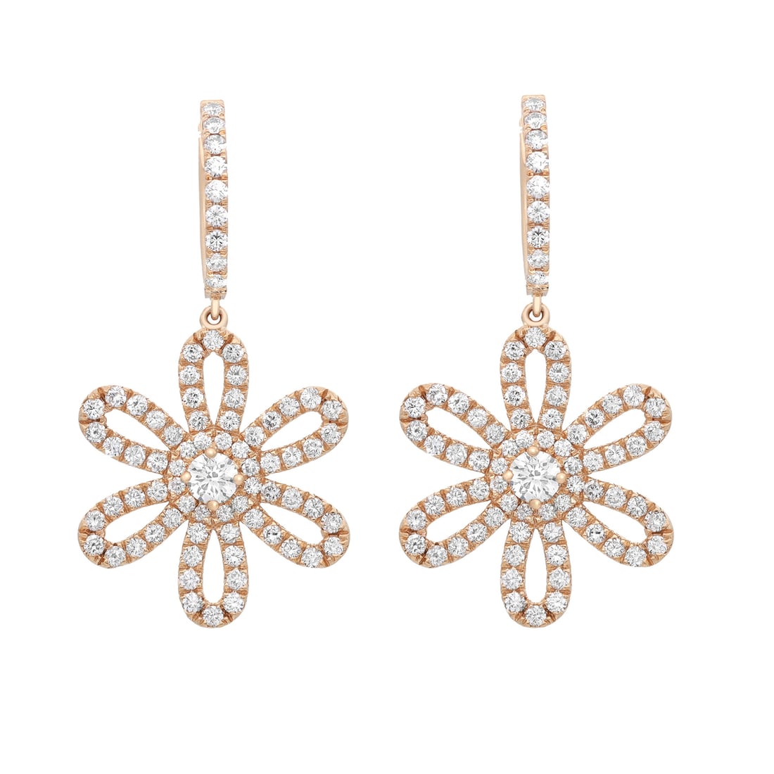 Rachel Koen 18K Yellow Gold 2.57Cttw Diamond Flower Drop Earrings (1 of 5)