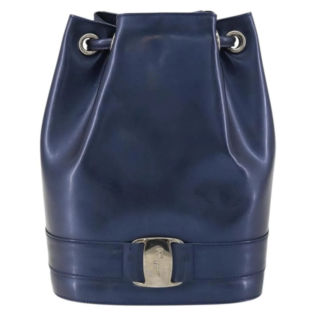 Salvatore Ferragamo Vala patent leather handbag navy (1 of 18)