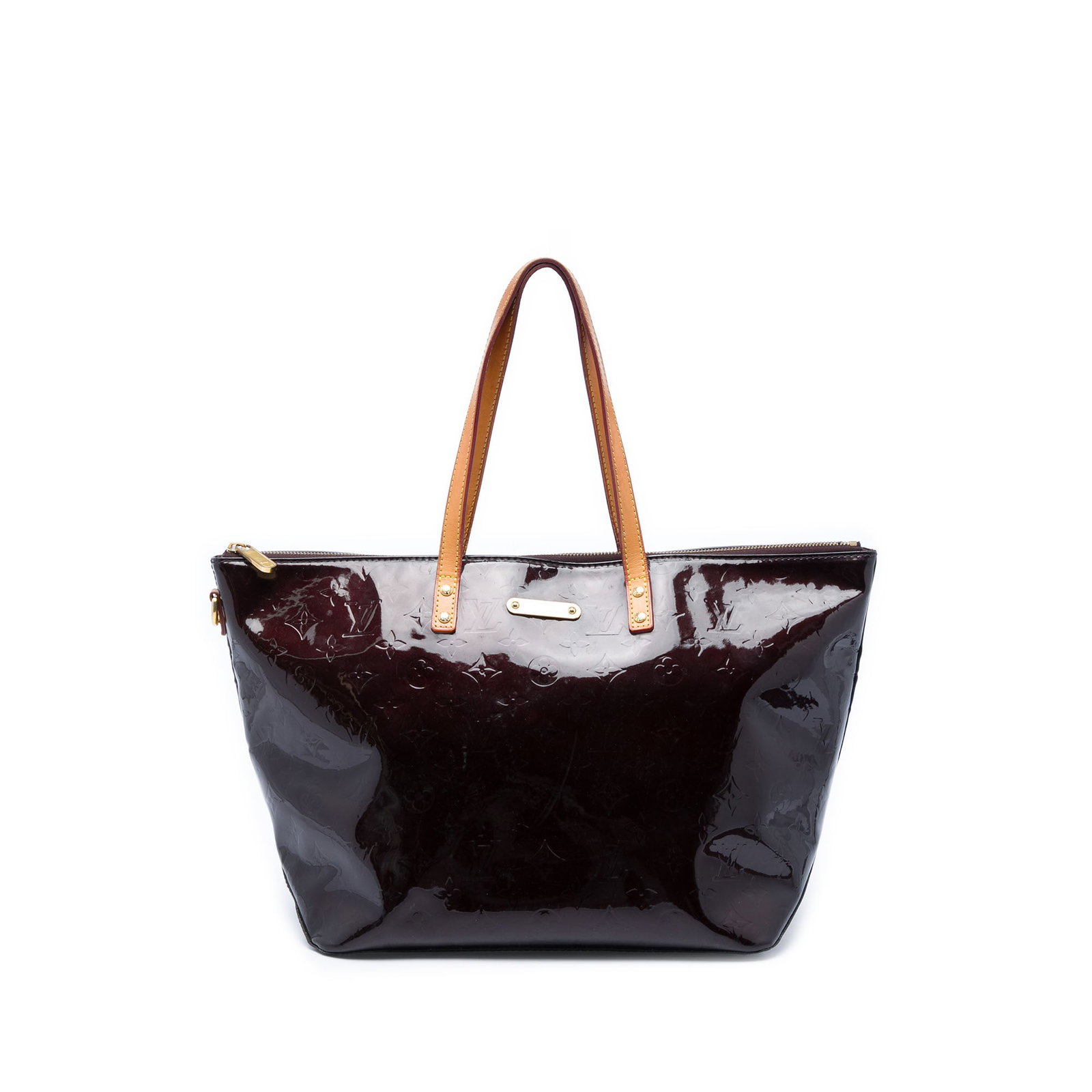 Louis Vuitton Bellevue GM Monogram Vernis Leather Shoulder Bag: Louis Vuitton Bellevue GM Monogram Vernis Leather Shoulder Bag Louis Vuitton Monogram Vernis Bellevue GM bag in purple, made in France. It features a vernis leather body, flat vachetta leather shoulde