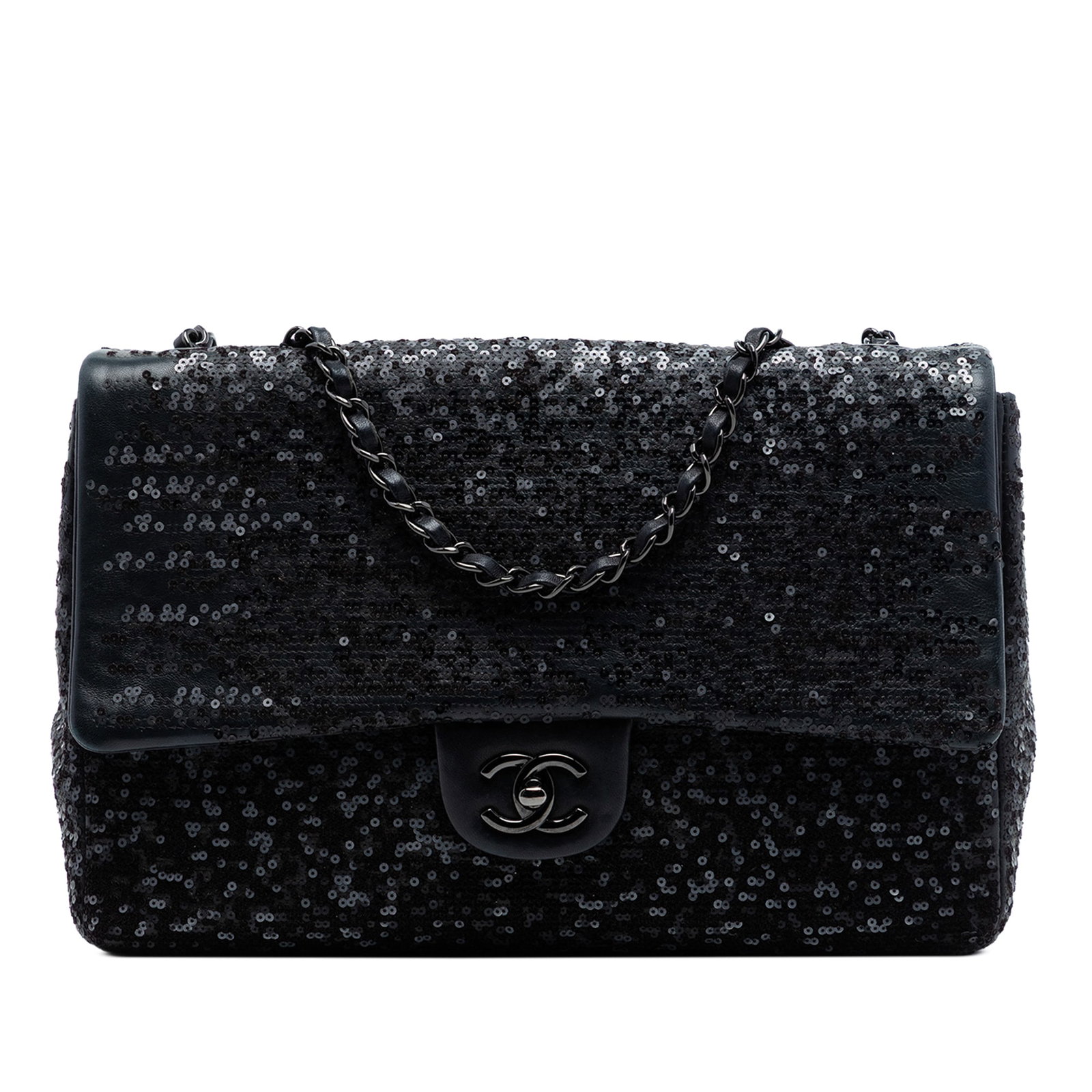 Chanel sequined lambskin flap shoulder bag Jumbo Classic (1 of 7)