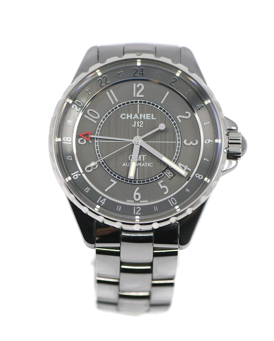 CHANEL J12 H3099 GMT wristwatch in gray ceramic (1 of 5)