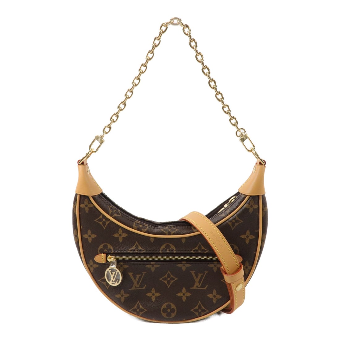 Louis Vuitton Loop M81098 Monogram Shoulder Bag with Strap Brown: Louis Vuitton Loop M81098 Monogram Shoulder Bag with Strap Brown A Louis Vuitton Loop 2 Way Shoulder Bag in brown Monogram x PVC coated canvas, model M81098. It features a fastener closure, one outsid