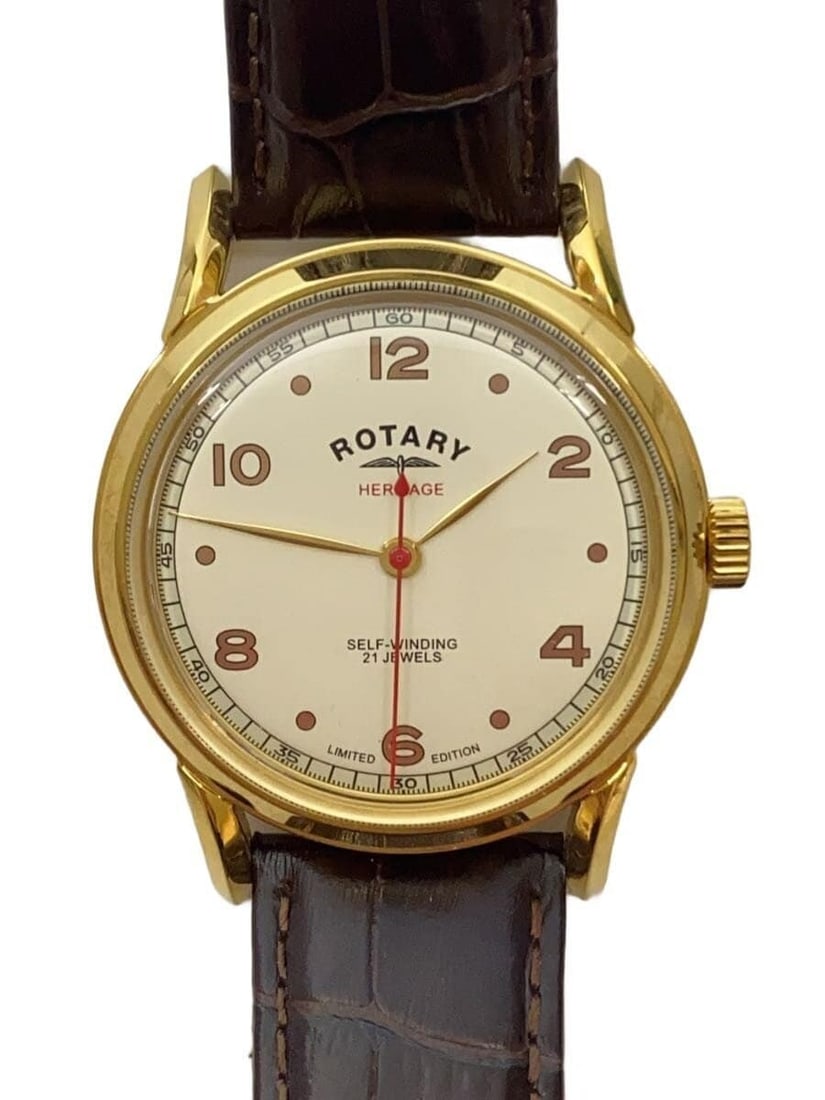 Rotary Heritage White Leather Men's Wristwatch: Rotary Heritage White Leather Men's Wristwatch This ROTARY Heritage GS05143/03 men's wristwatch features a white dial and a leather band. The watch is pre-owned and in slightly used condition. The ori