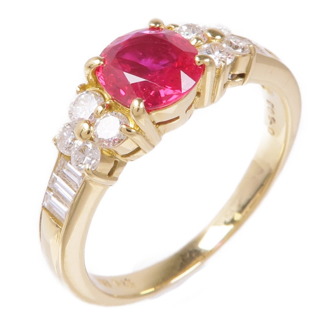 18K Yellow Gold Ruby Diamond Ring Size 6.25 (1 of 8)