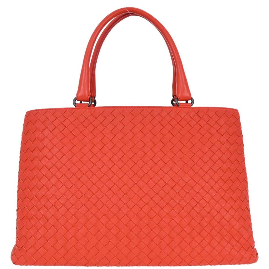 Large Red Lambskin Tote Bottega Veneta Intrecciato Italy: Large Red Lambskin Tote Bottega Veneta Intrecciato Italy Large Bottega Veneta tote bag in red lambskin leather with the signature Intrecciato woven design. This women's bag features double leather han