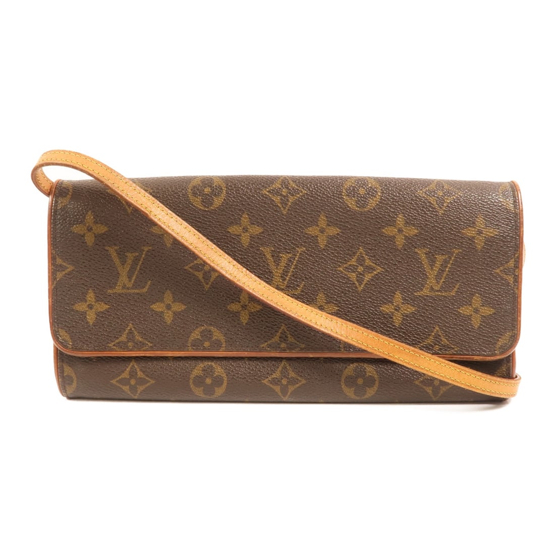 Louis Vuitton Pochette Twin GM Monogram Shoulder Bag M51852: Louis Vuitton Pochette Twin GM Monogram Shoulder Bag M51852 Louis Vuitton Pochette Twin GM shoulder bag in brown Monogram and PVC coated canvas. It features a magnetic pocket and an interior open pock