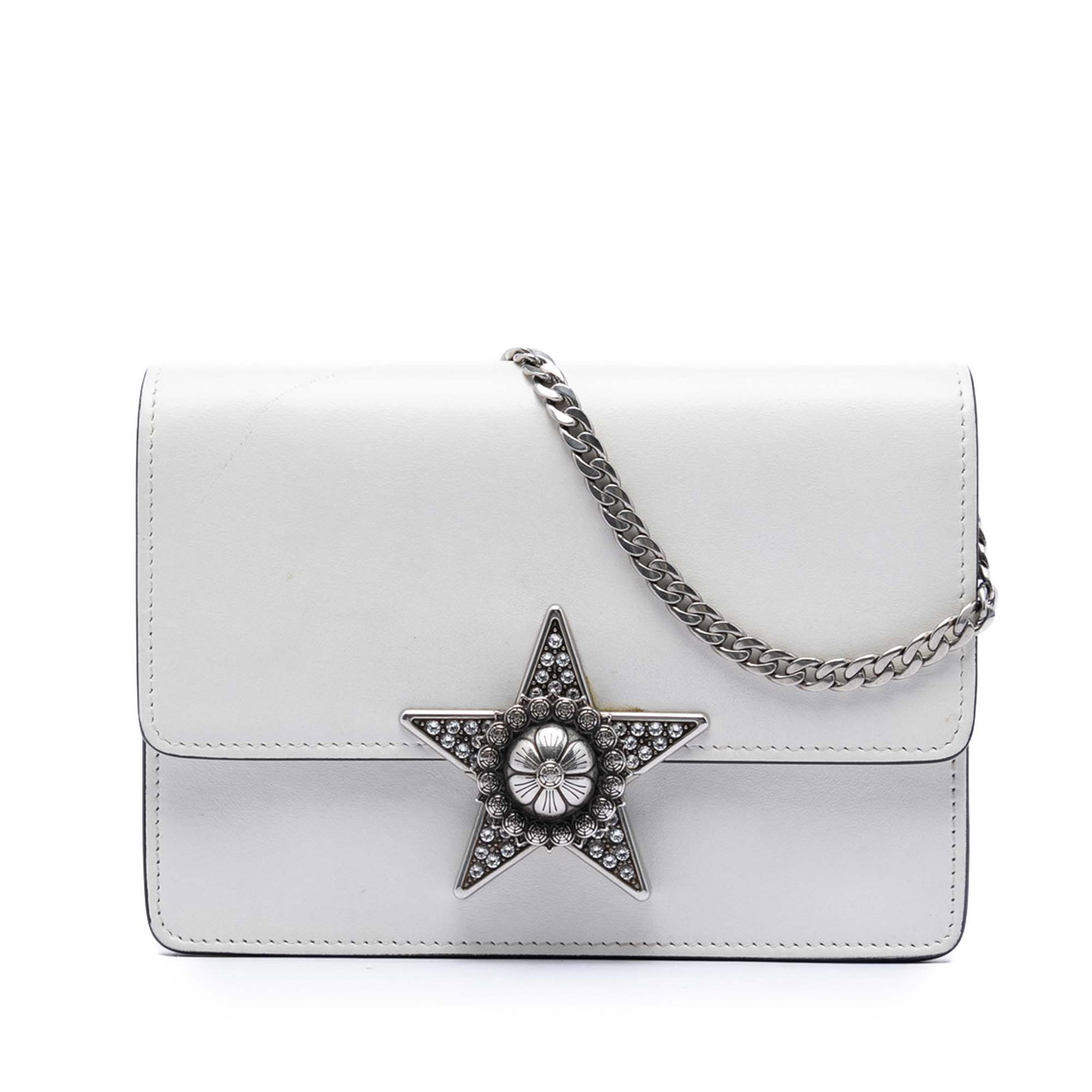 Miu Miu white leather crossbody with crystal star embellishment (1 of 7)