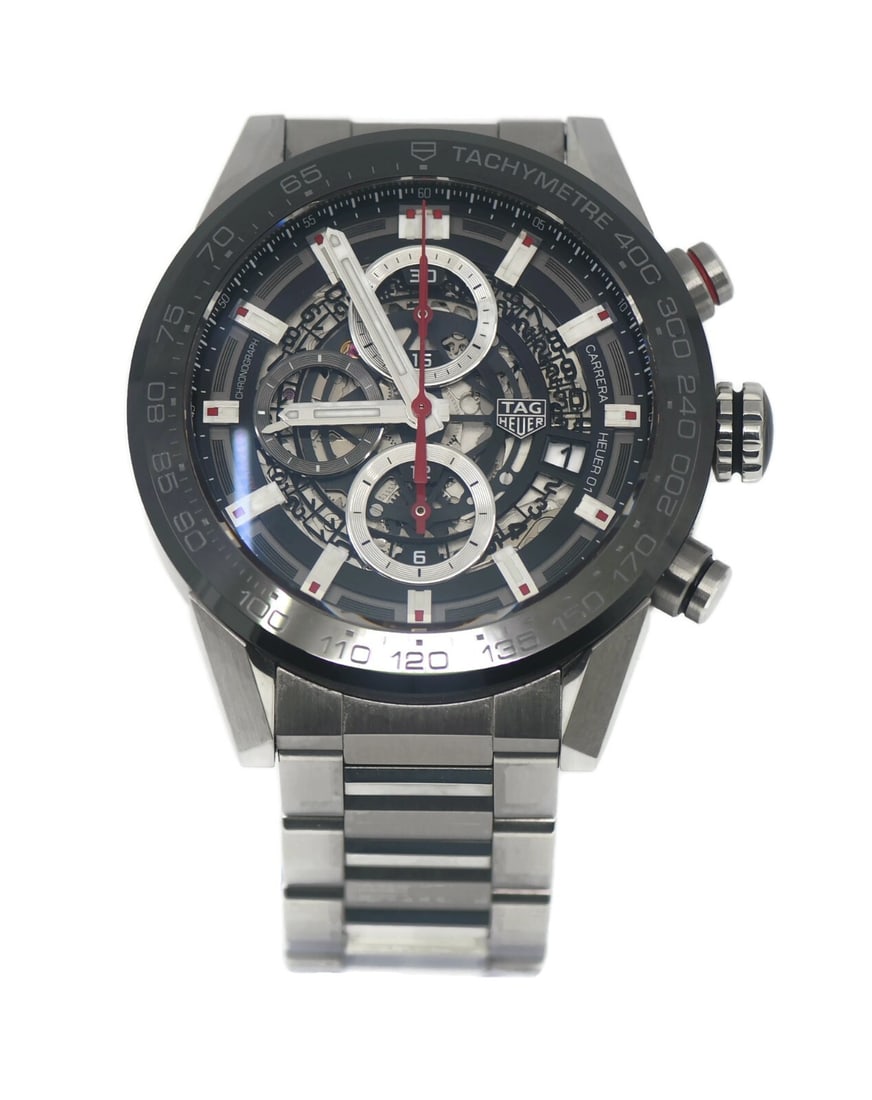 TAG Heuer Carrera 01 Chronograph Stainless Steel Watch CAR201V with Box and Papers: TAG Heuer Carrera 01 Chronograph Stainless Steel Watch CAR201V with Box and Papers Discover the elegance of the TAG Heuer Carrera 01 Chronograph Stainless Steel Watch. This sophisticated wristwatch fe