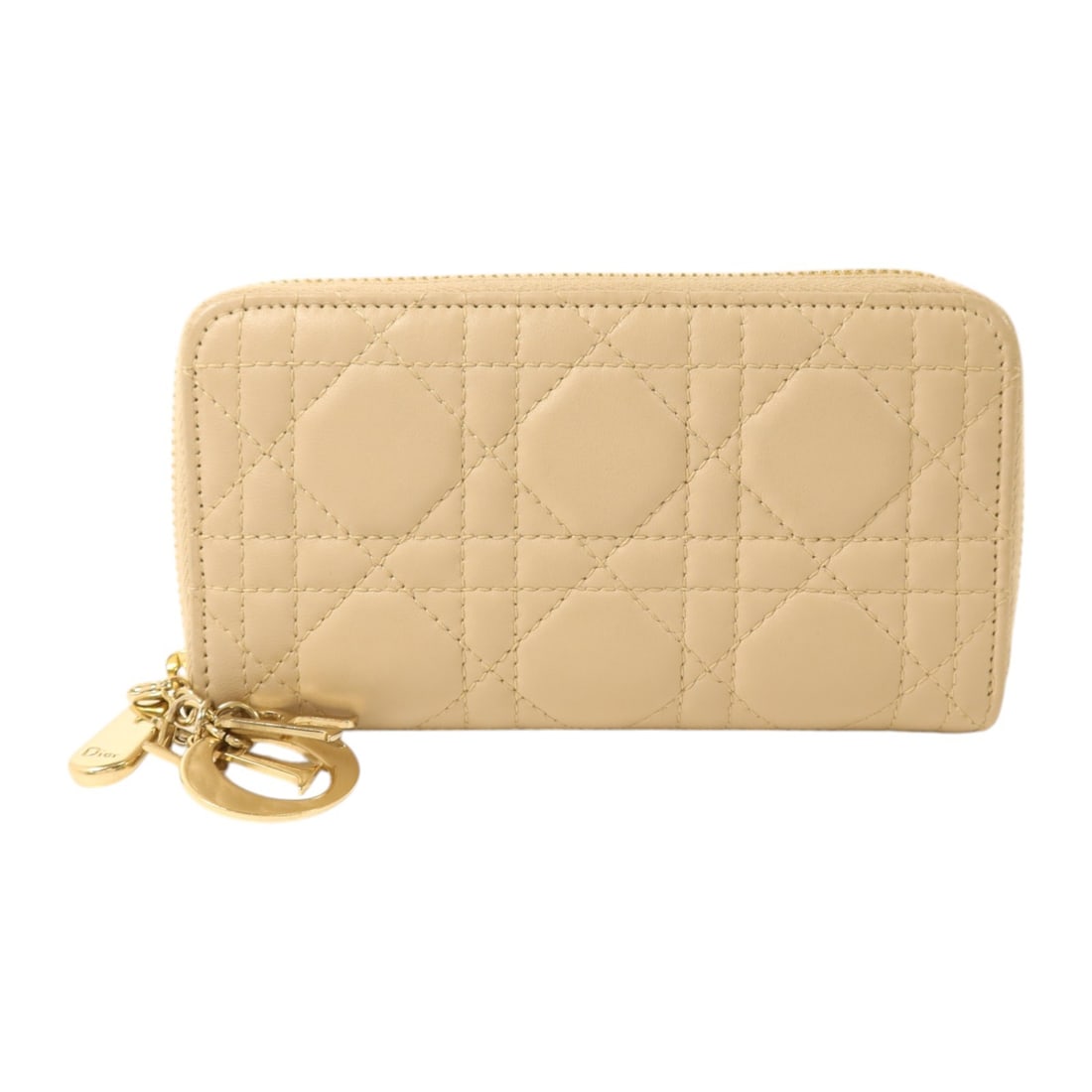 Dior Lady Dior S6024ONMJ zip around long wallet beige lambskin (1 of 16)