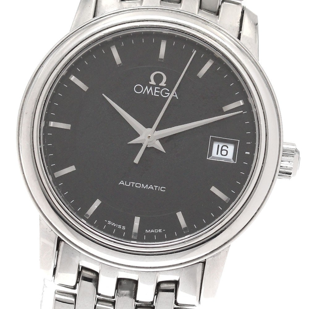 Omega De Ville Prestige Black Dial Automatic Date Ladies Watch: Omega De Ville Prestige Black Dial Automatic Date Ladies Watch This OMEGA De Ville Prestige Date ladies wristwatch features a stainless steel case and bracelet with a black dial. The watch is powered 