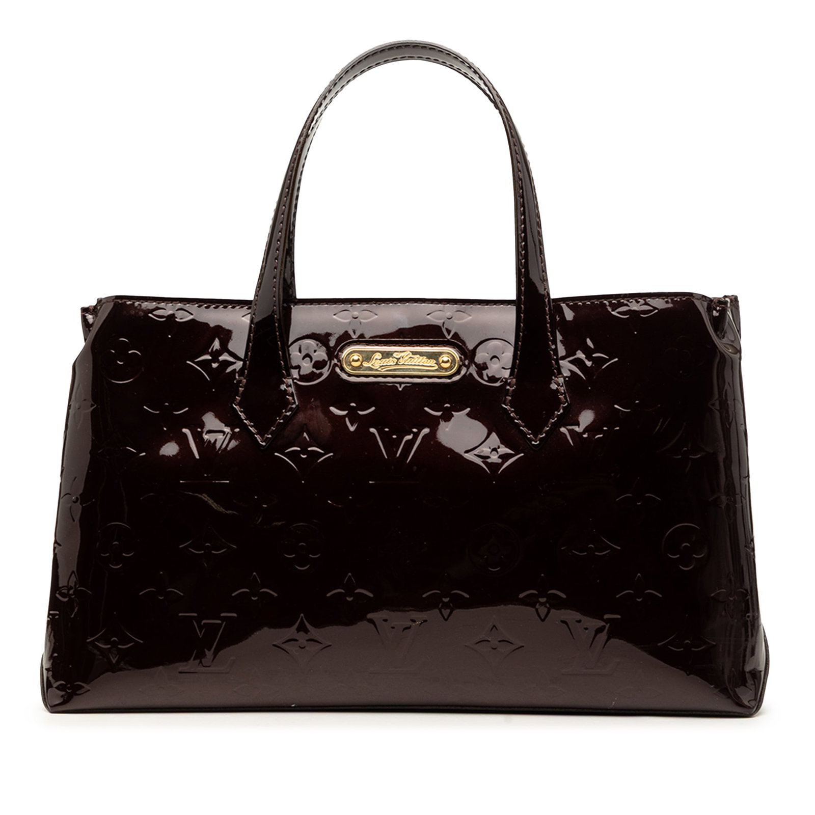 Louis Vuitton Wilshire PM Monogram Vernis Leather Handbag: Louis Vuitton Wilshire PM Monogram Vernis Leather Handbag This Louis Vuitton Monogram Vernis Wilshire PM is a structured handbag with a leather body, flat leather handles, an open top with lobster cla