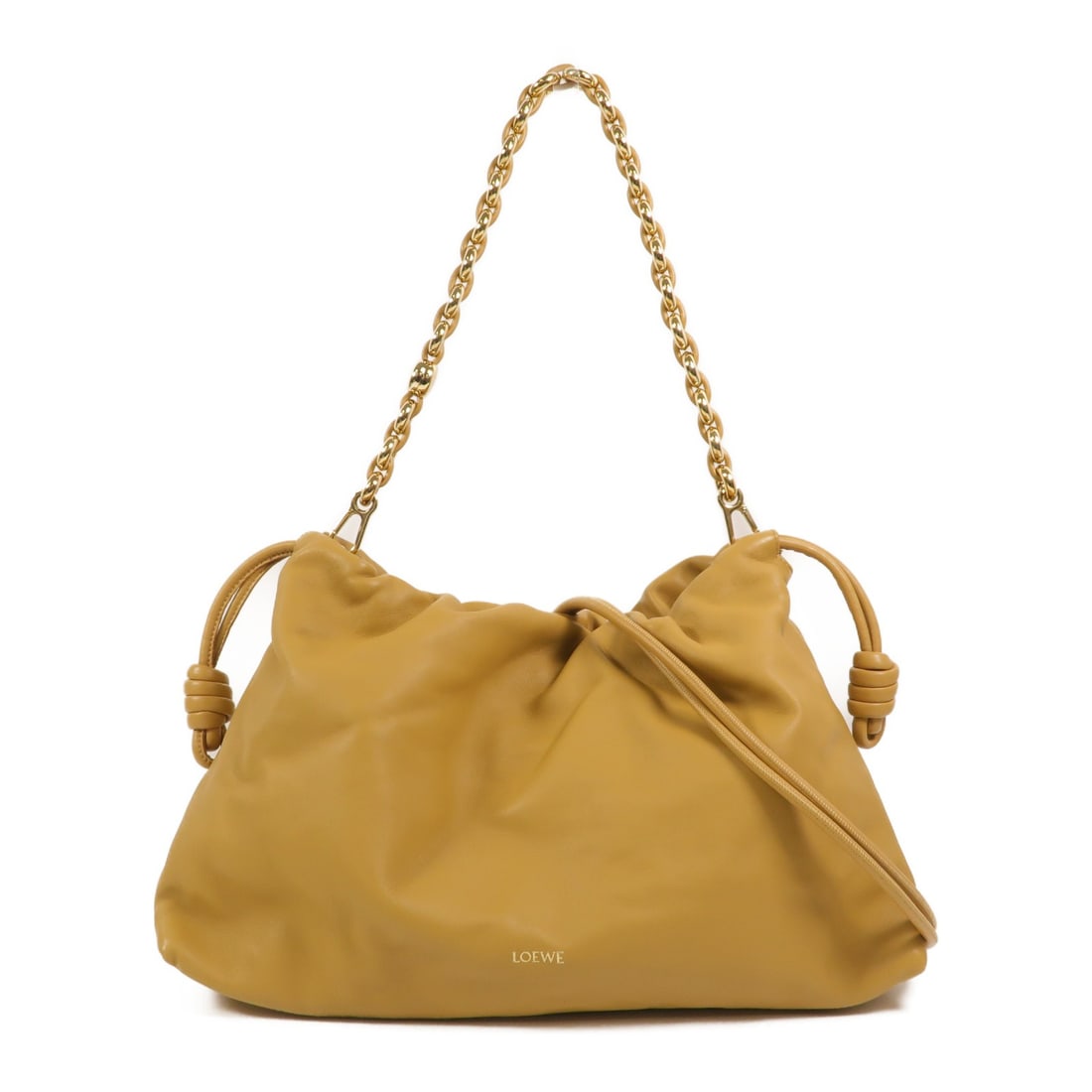 LOEWE Flamenco Large 2 Way Shoulder Bag Lambskin Caramel Brown: LOEWE Flamenco Large 2 Way Shoulder Bag Lambskin Caramel Brown LOEWE Flamenco Purse Large 2 Way Shoulder Bag in caramel brown lambskin (sheep leather). Made in Spain, it features a magnetic pocket and