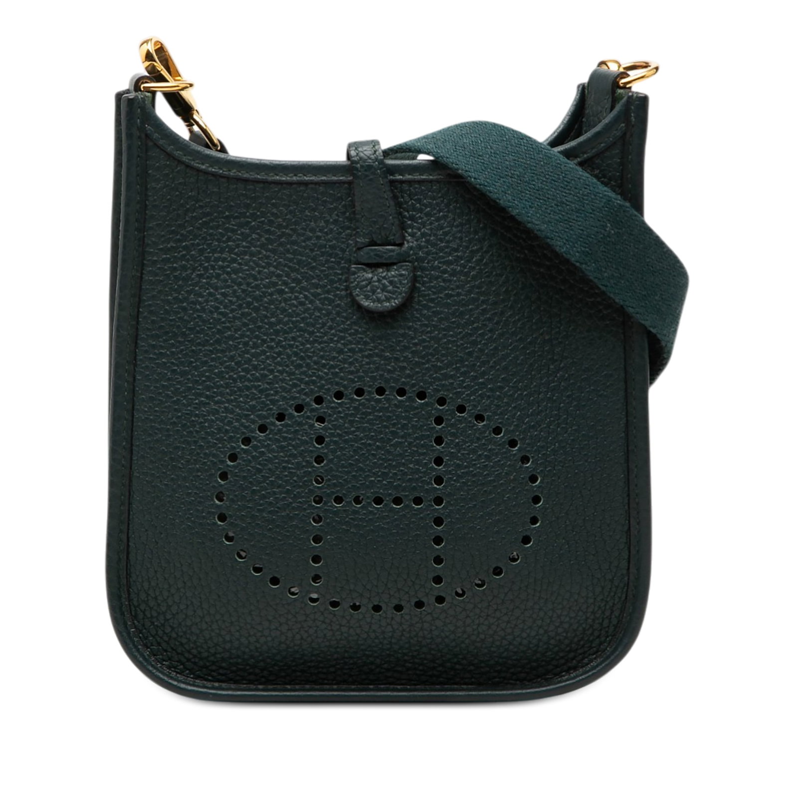 Hermes Evelyne 16 Amazone Green Clemence Leather Shoulder Bag: Hermes Evelyne 16 Amazone Green Clemence Leather Shoulder Bag The Hermes Clemence Evelyne 16 Amazone is crafted from Clemence leather in Vert Cypress green, featuring a detachable flat strap and an op