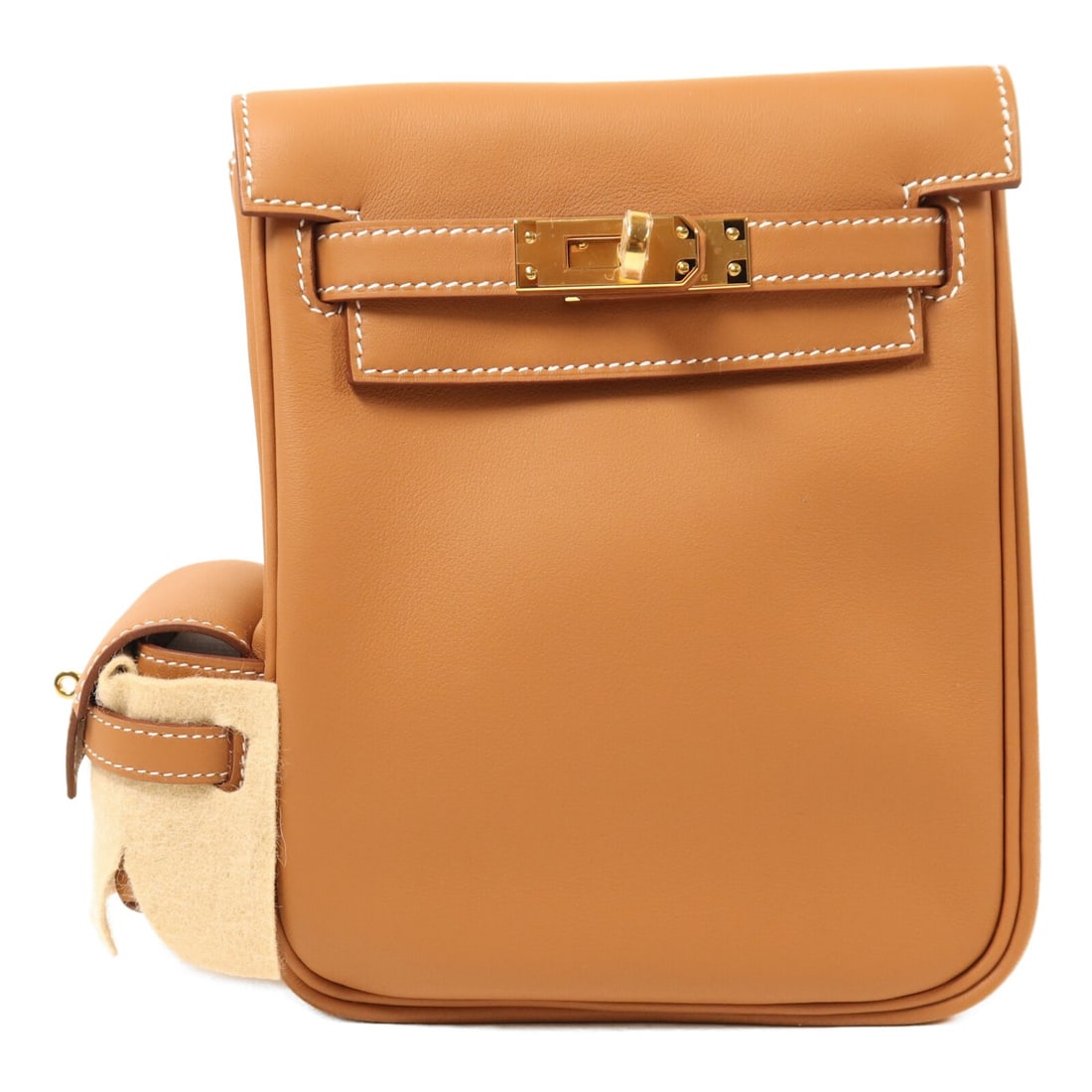 Hermes Kelly Jump Veau Swift Leather Backpack Gold Tone Hardware: Hermes Kelly Jump Veau Swift Leather Backpack Gold Tone Hardware Hermes Kelly Jump Backpack in Gold x BrownxGold, crafted from Veau Swift leather and calfskin (cowhide). It features a turn lock closur