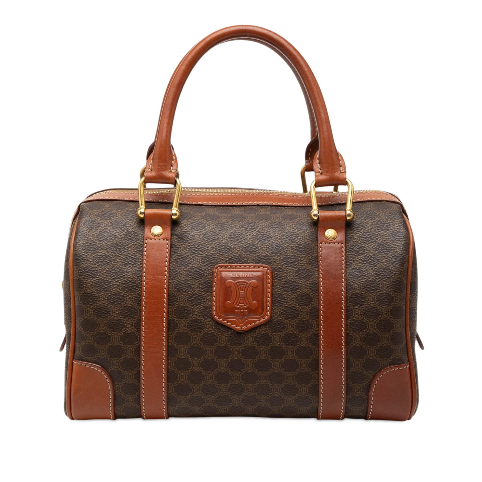 Celine Macadam Boston Bag Coated Canvas Leather Trim (1 of 6)