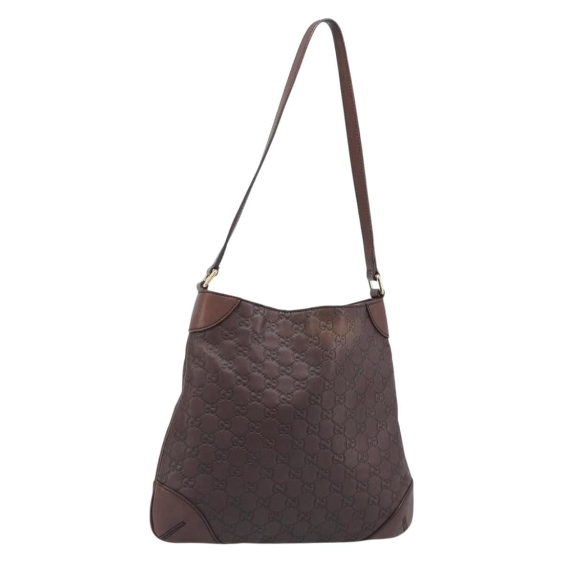 Gucci 248272 Brown GG Canvas Leather Shoulder Bag with Dust Bag: Gucci 248272 Brown GG Canvas Leather Shoulder Bag with Dust Bag Gucci Guccissima shoulder bag in brown and gold, made from leather and GG canvas. It comes with a dust bag and was made in Italy. The ba