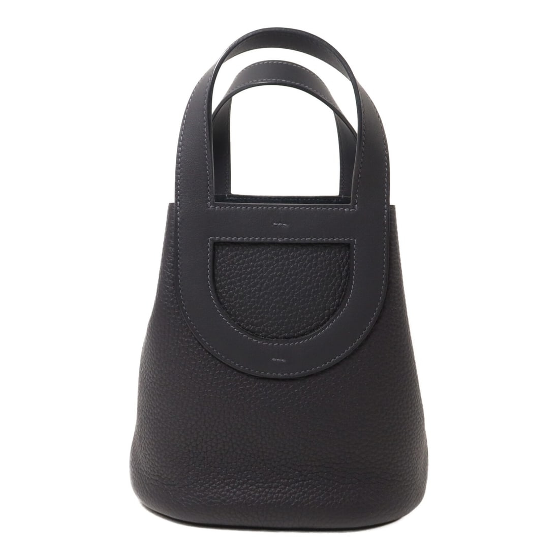 Hermes In The Loop 18 Taurillon Clemence Leather Handbag PHW Caban: Hermes In The Loop 18 Taurillon Clemence Leather Handbag PHW Caban Hermes PHW In The Loop 18 handbag in Taurillon Clemence leather and calfskin (cowhide), presented in Caban x Black x Caban colorway. 
