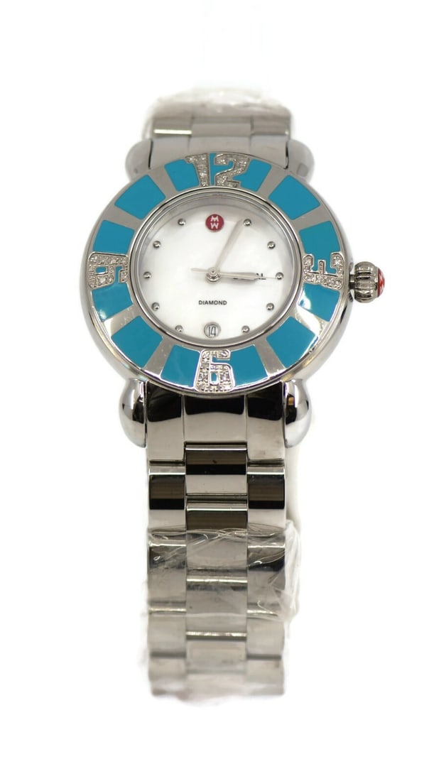 Michele Coral Diamond Watch MW06P01B4046 Stainless Steel 36mm Authentic: Michele Coral Diamond Watch MW06P01B4046 Stainless Steel 36mm Authentic Discover the elegance of the Michele Coral Diamond Stainless Steel Watch, model MW06P01B4046. This stunning wristwatch features 
