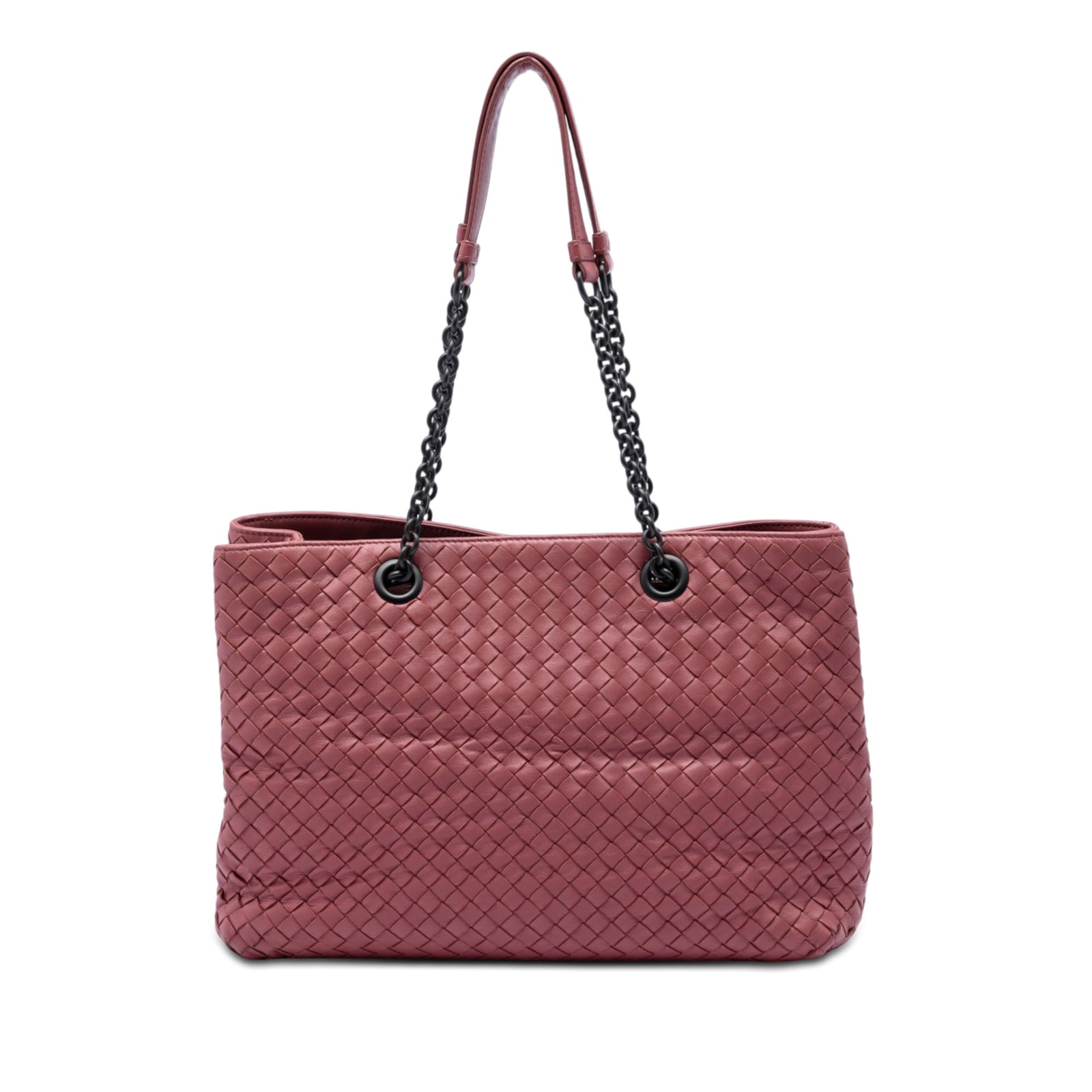 Bottega Veneta Intrecciato Medium Double Chain Nappa Leather Tote: Bottega Veneta Intrecciato Medium Double Chain Nappa Leather Tote This Bottega Veneta Medium Nappa Intrecciato Double Chain Tote is crafted in woven nappa leather and features chain link straps with a