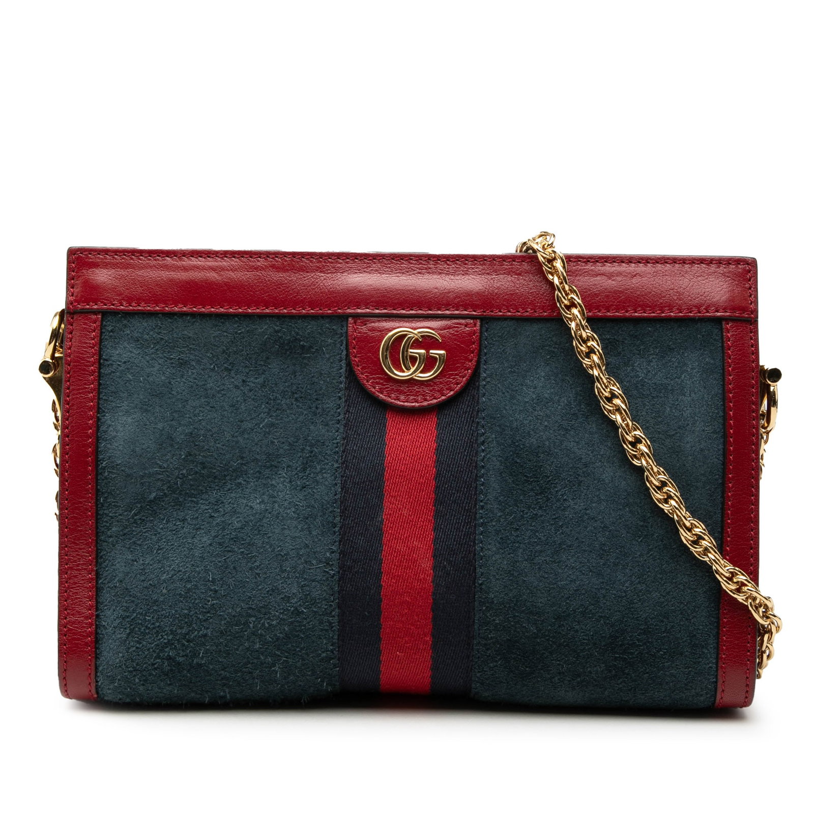 Gucci Ophidia Blue Suede Chain Shoulder Bag with Leather Trim (1 of 7)