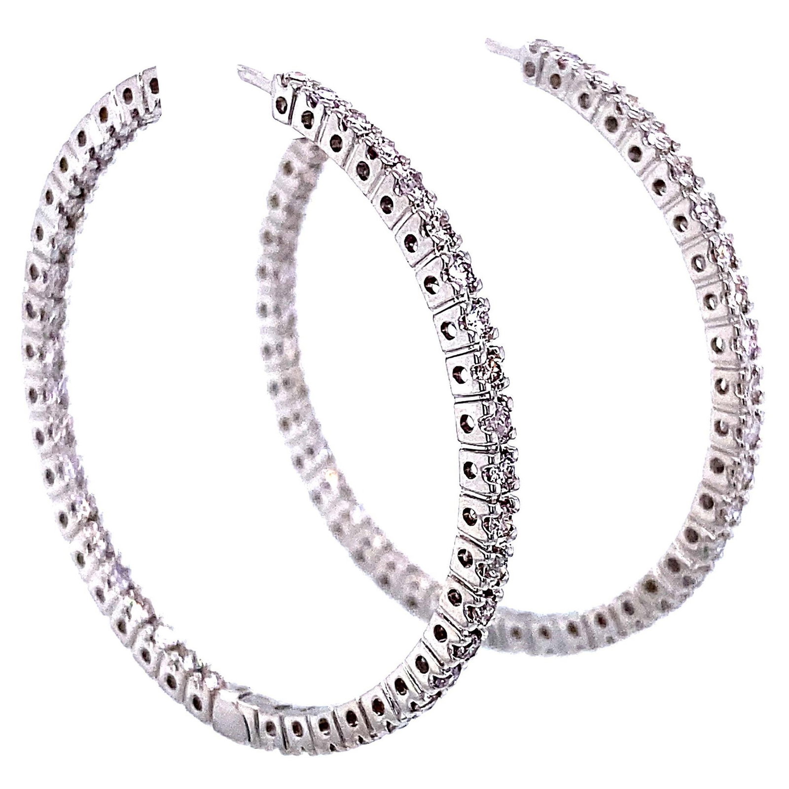 Stunning 1.13ct Round Diamond Hoop Earrings in 14k White Gold (1 of 4)