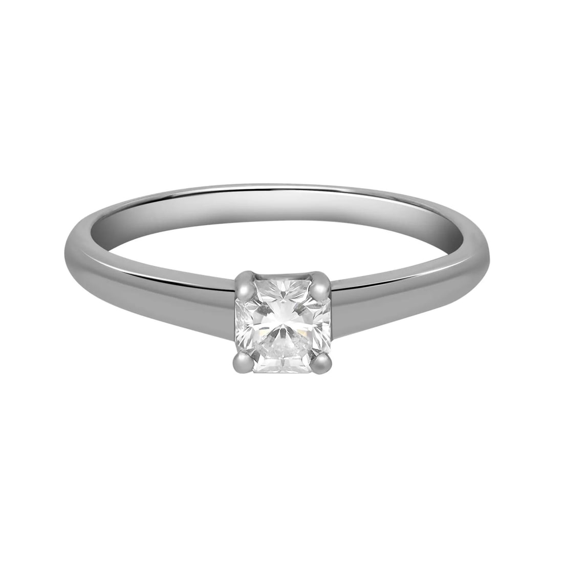 Tiffany & Co. Platinum Engagement Ring 0.48ct Square Diamond Size 9: Tiffany & Co. Platinum Engagement Ring 0.48ct Square Diamond Size 9 This exquisite Tiffany & Co. engagement ring is crafted from luxurious platinum and features a captivating 0.48 carat cut-cornered s