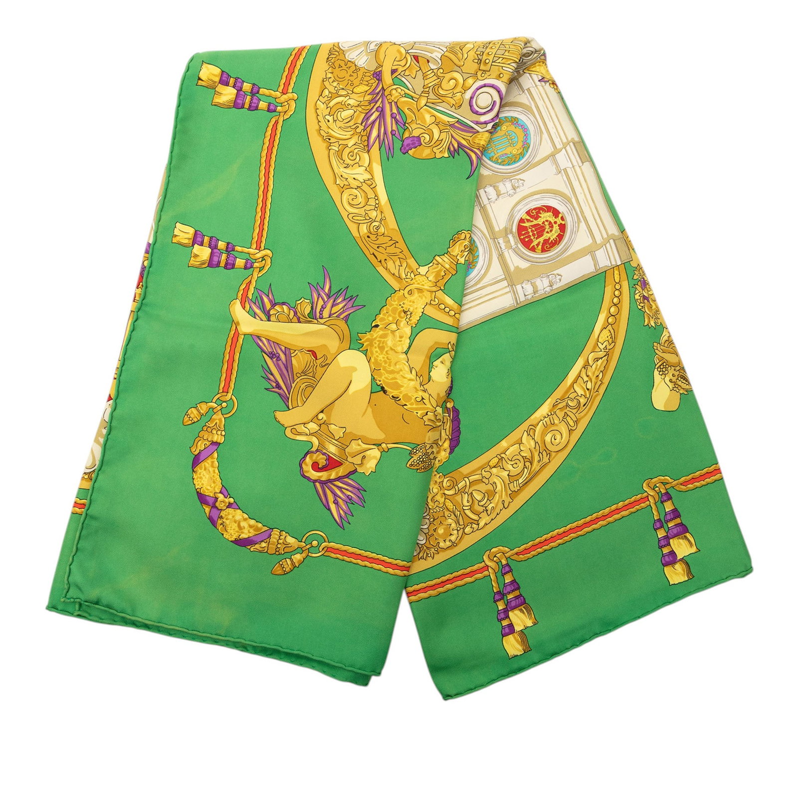 Hermes Charles Garnier silk scarf 90 Hommage A green (1 of 7)