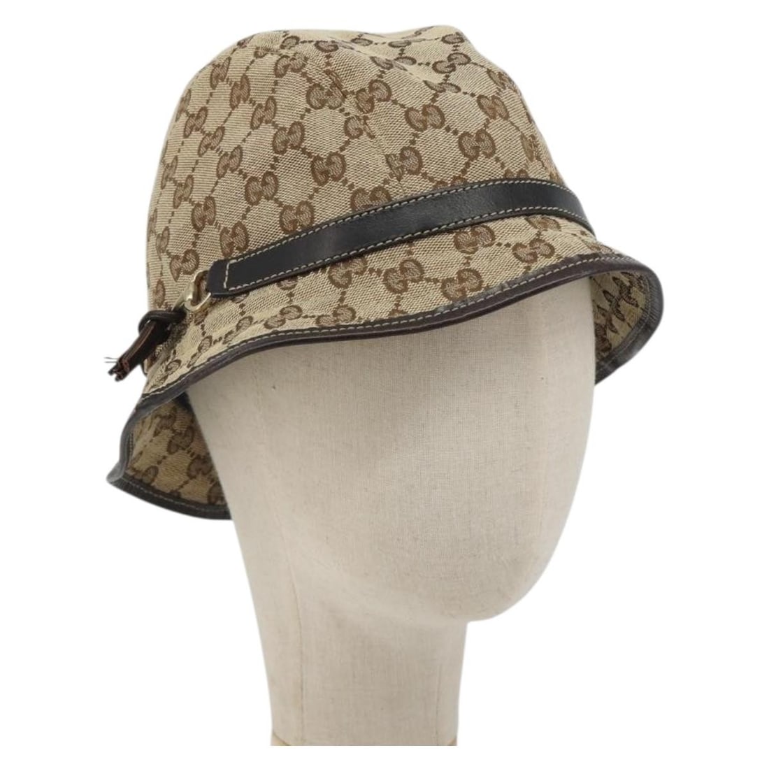 Gucci Horsebit Bucket Hat GG Canvas Beige Gold Tone 60cm (1 of 15)