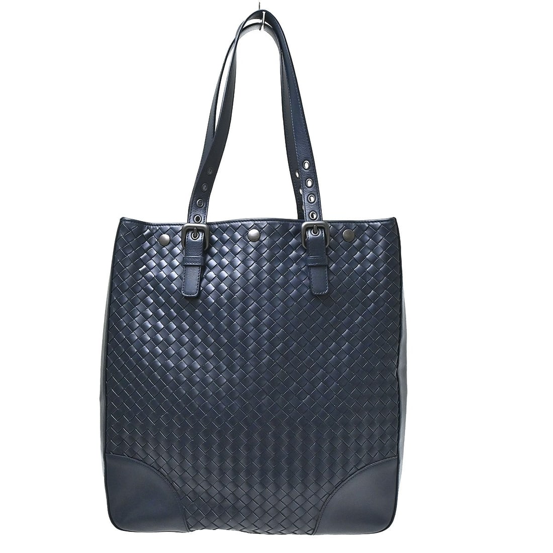 Bottega Veneta Intrecciato Navy Leather Tote Bag Italy: Bottega Veneta Intrecciato Navy Leather Tote Bag Italy Navy Bottega Veneta Intrecciato tote handbag made of leather and crafted in Italy. The bag features an intrecciato design, one outside pocket, on