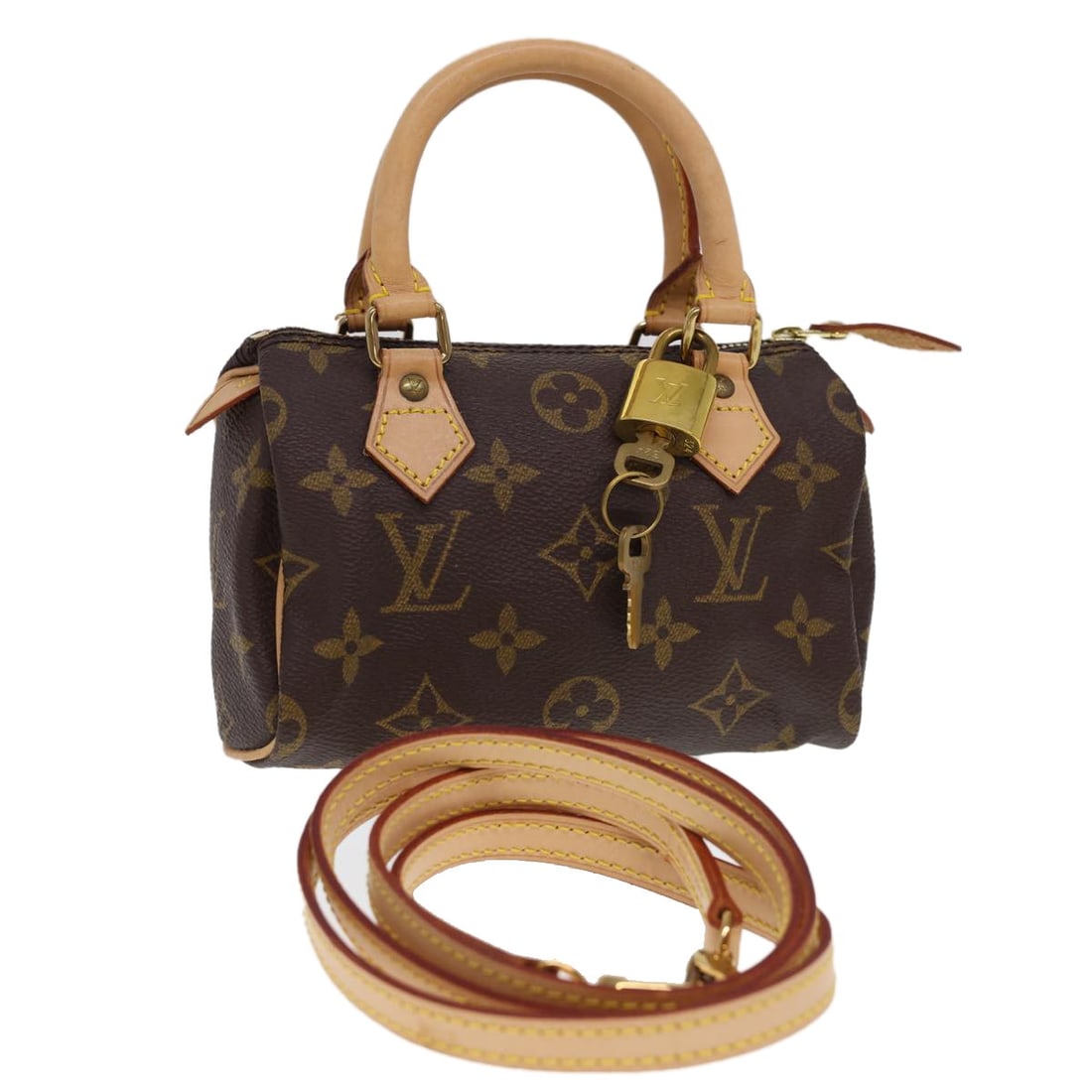 Louis Vuitton M41534 Mini Speedy Monogram Canvas Handbag: Louis Vuitton M41534 Mini Speedy Monogram Canvas Handbag Louis Vuitton Monogram Mini Speedy handbag in Monogram canvas, made in France. This women's bag includes a dust bag, padlock, two keys, and a s
