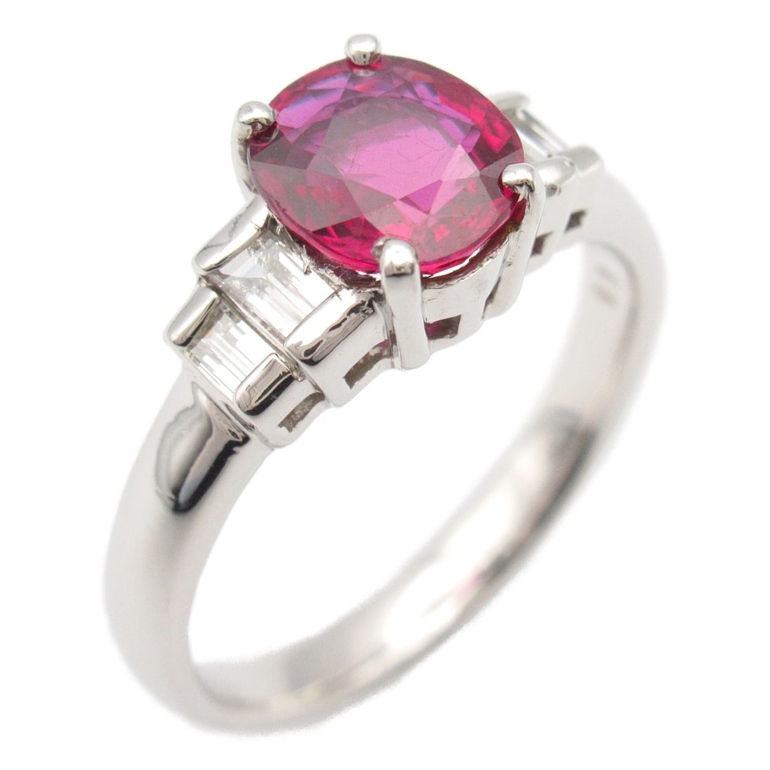Pt900 Platinum Ruby Diamond Ring US Size 6 (1 of 7)