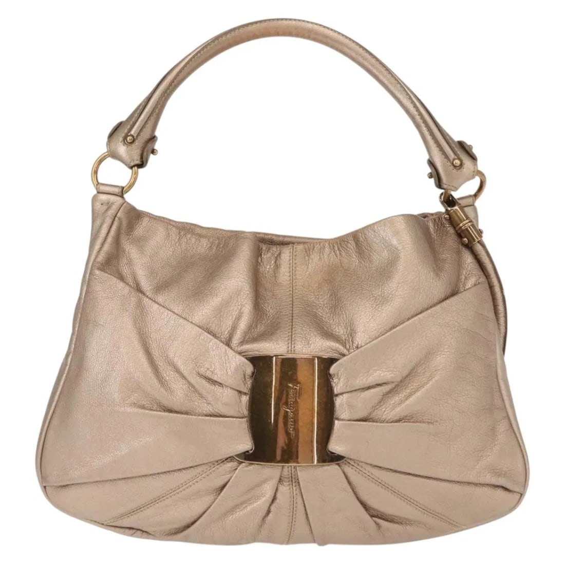 Miss Vara Hobo Gold Leather Shoulder Bag by Salvatore Ferragamo (1 of 18)