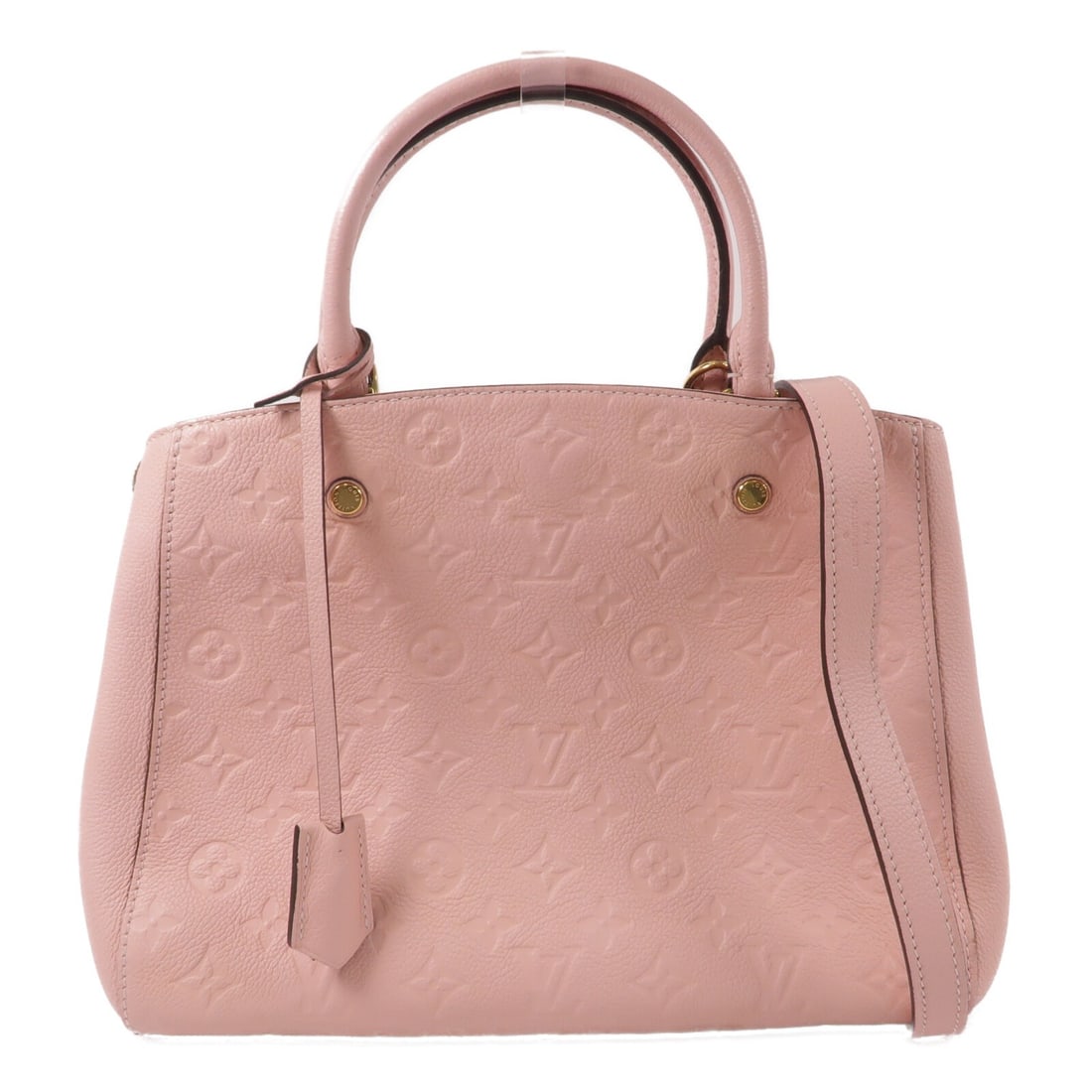 Louis Vuitton Montaigne MM Pink Monogram Empreinte 2 Way Bag M41048: Louis Vuitton Montaigne MM Pink Monogram Empreinte 2 Way Bag M41048 Louis Vuitton Montaigne MM 2 Way Shoulder Bag in PinkxPink, made in France. The bag is crafted from Monogram empreinte and calfskin 