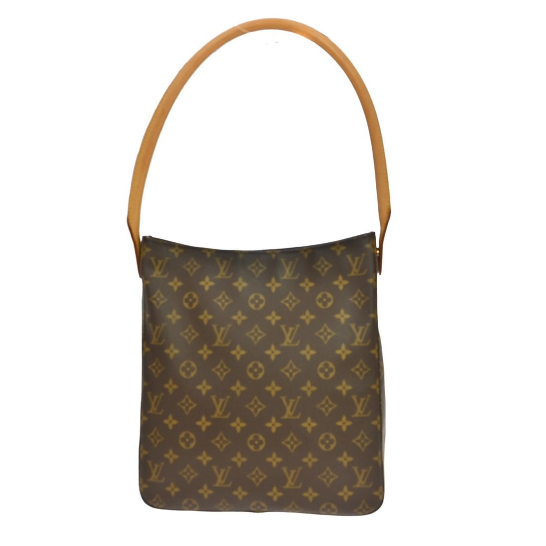 Louis Vuitton Looping GM Monogram Shoulder Bag M51145 France: Louis Vuitton Looping GM Monogram Shoulder Bag M51145 France Vintage Louis Vuitton Looping GM shoulder bag in brown Monogram canvas with leather trim and a beige leather shoulder strap. The bag featur