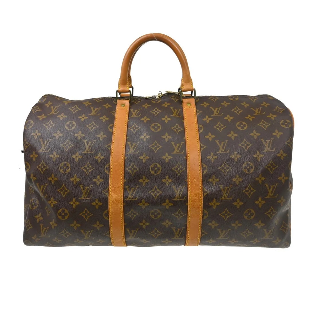 Louis Vuitton Keepall Brown Monogram Canvas Travel Bag: Louis Vuitton Keepall Brown Monogram Canvas Travel Bag Louis Vuitton Keepall travel bag in brown monogram canvas. This unisex piece is made in France and remains in good condition with visible wear. N