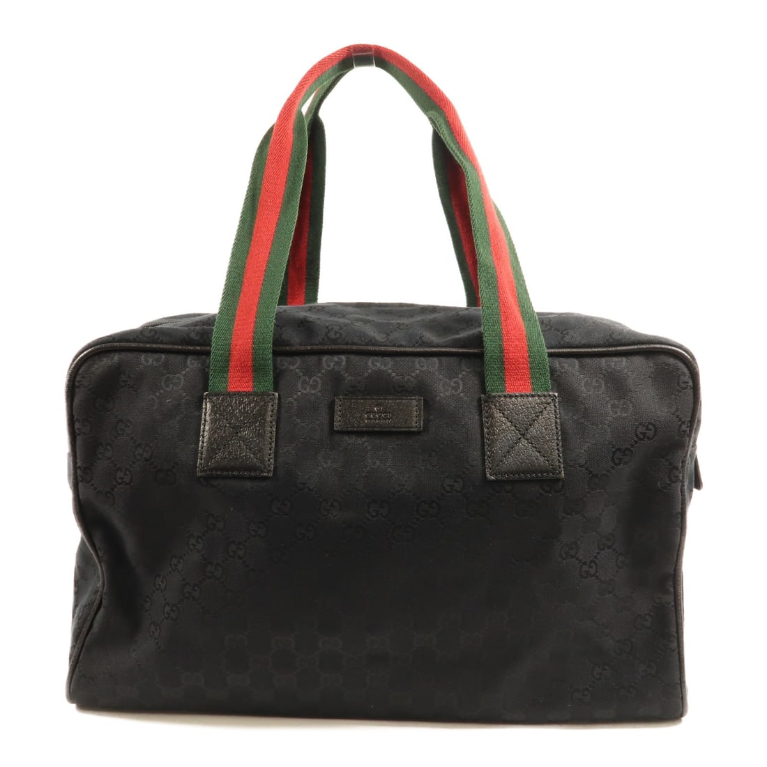 GUCCI 153240 GG Canvas Boston Handbag in Black: GUCCI 153240 GG Canvas Boston Handbag in Black A Gucci GG Boston handbag in black canvas, presented in very good AB condition. The bag features a Boston bag silhouette with a black-on-black colorway, 