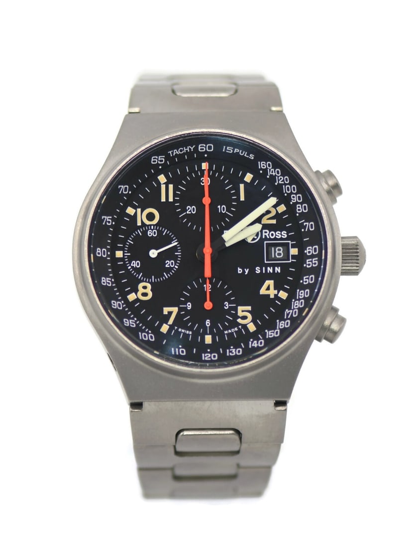 Bell & Ross by Sinn Titanium Chronograph Automatic Watch 41mm: Bell & Ross by Sinn Titanium Chronograph Automatic Watch 41mm Discover the Bell & Ross by Sinn Chronograph Titanium Watch, a sophisticated timepiece designed for precision and durability. This wristwa