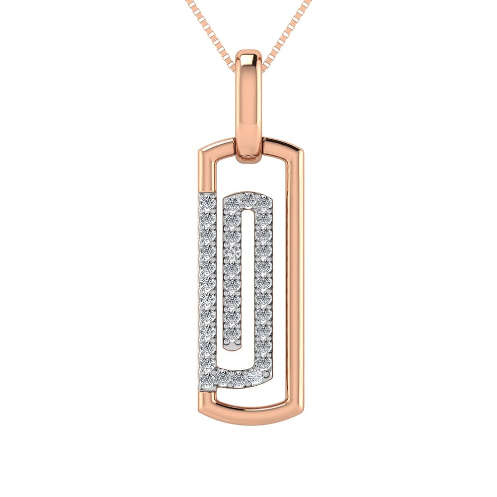 10K Pink Gold 1/6 Ct.Tw. Round Diamond Paper Clip Pendant (1 of 3)