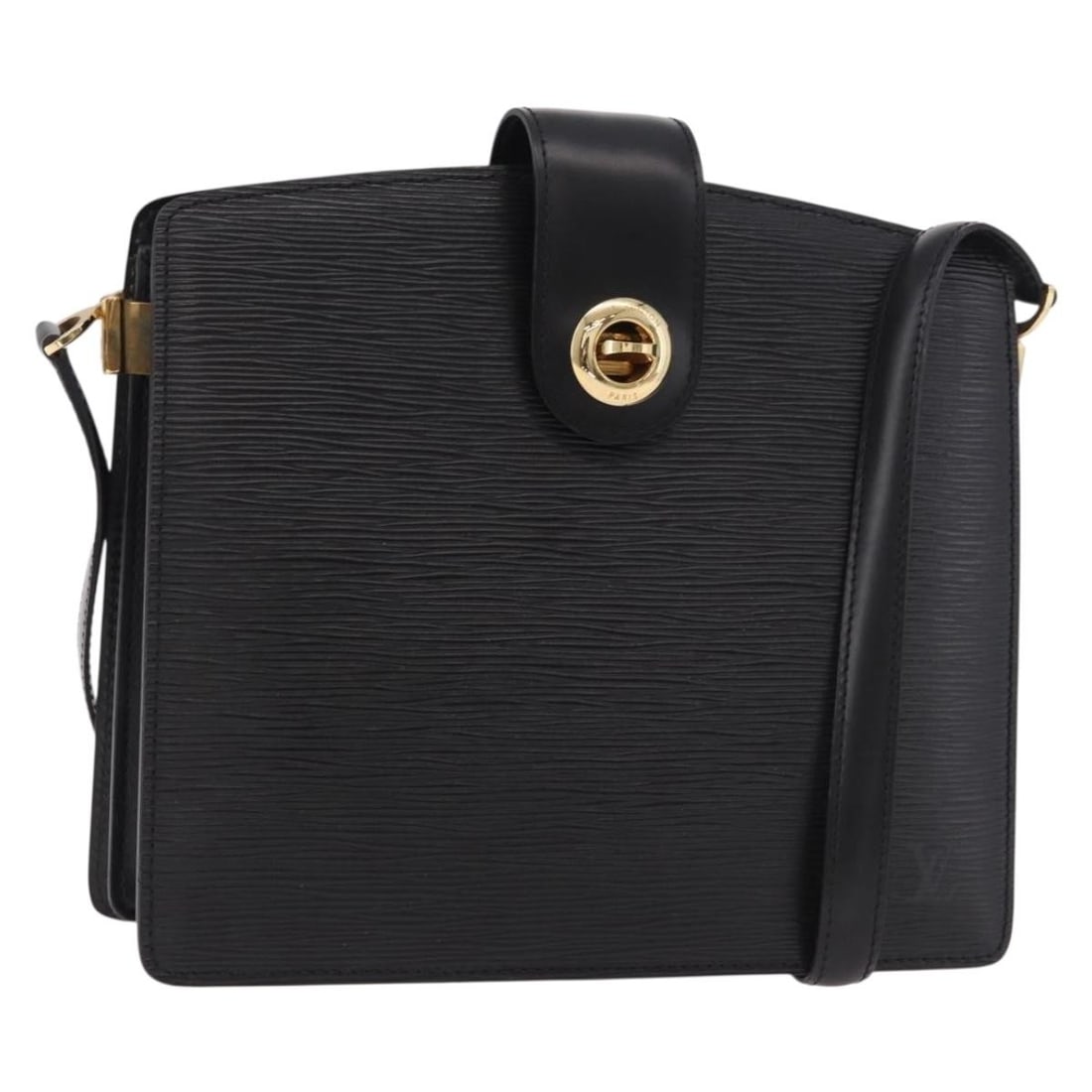 Louis Vuitton M52342 Capuchin Epi Leather Shoulder Bag Black: Louis Vuitton M52342 Capuchin Epi Leather Shoulder Bag Black Louis Vuitton Epi Capuchin Shoulder Bag in black Epi leather, made in France. This women's shoulder bag measures approximately 10.2 x 9.1 x