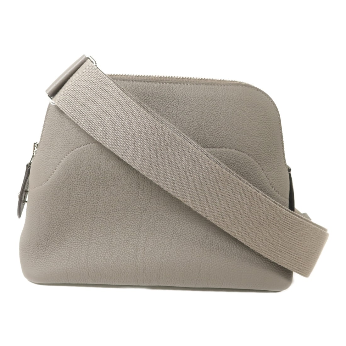 Hermes Bolide Messenger Togo Leather Shoulder Bag Etain PHW: Hermes Bolide Messenger Togo Leather Shoulder Bag Etain PHW Hermes PHW Bolide Messenger Shoulder Bag in Togo leather and calfskin (cowhide), presented in Etain x Gray x Etain. This bag features a fast