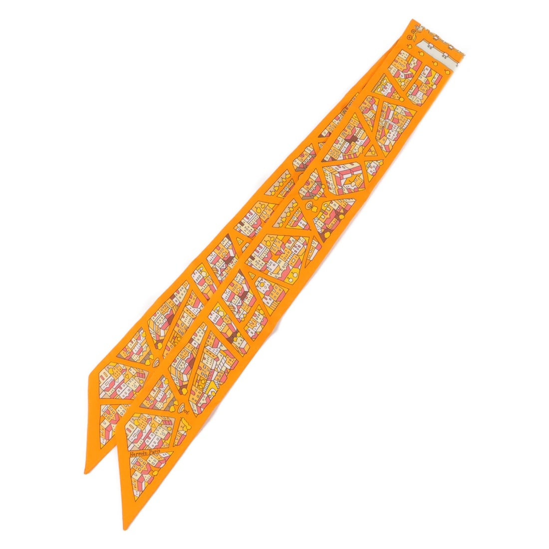 Hermes Twilly Silk Scarf in Orange 85cm x 5cm: Hermes Twilly Silk Scarf in Orange 85cm x 5cm Hermes Twilly scarf in orange silk. The item is in very good AB condition and measures 85 cm x 5 cm (33.5 in x 2.0 in). Accessories are not included. Spec