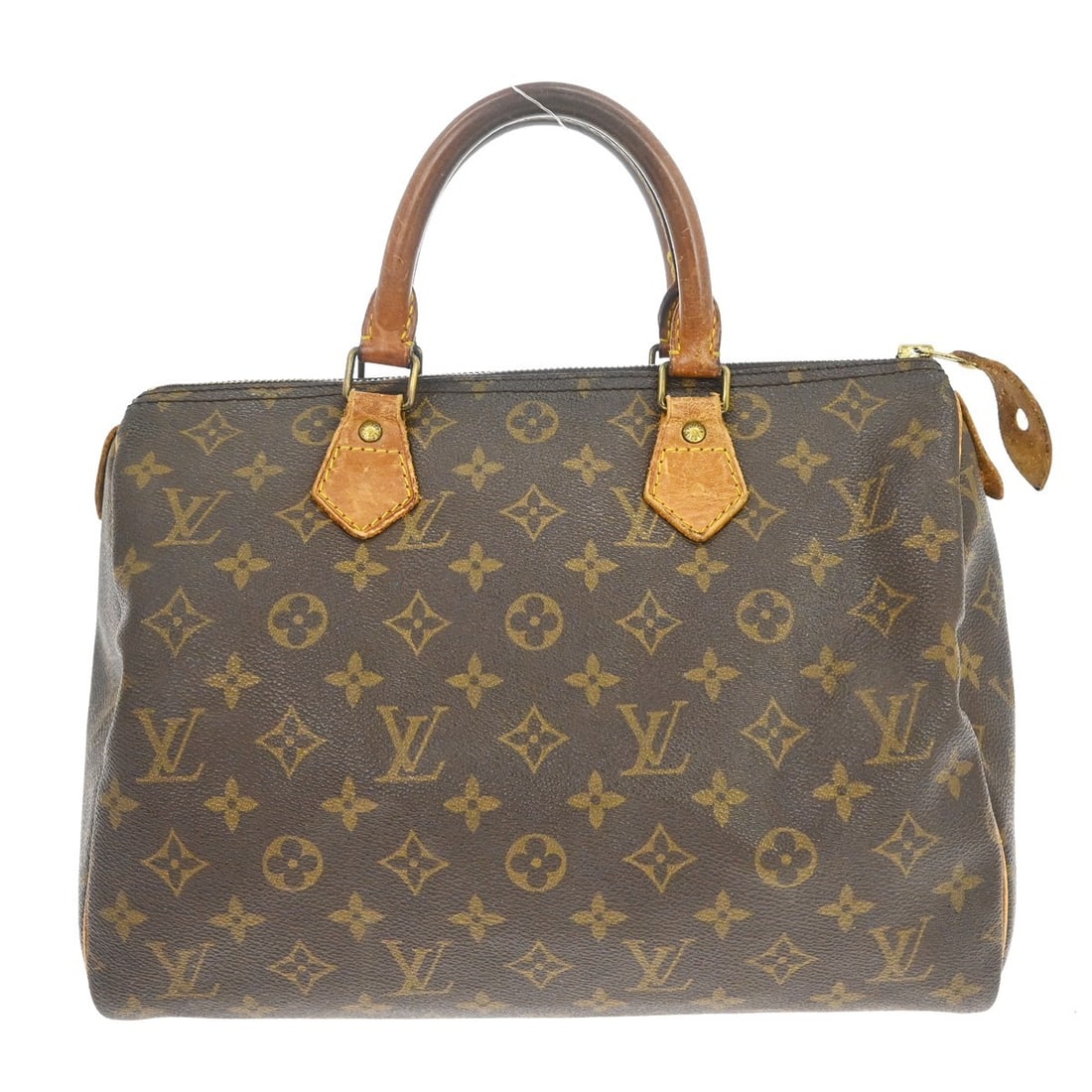 Louis Vuitton Speedy 30 Monogram Canvas Satchel M41526 VI8912: Louis Vuitton Speedy 30 Monogram Canvas Satchel M41526 VI8912 Vintage Louis Vuitton Speedy 30 handbag in brown monogram canvas with leather double handles and a zip closure. This satchel/top handle ba