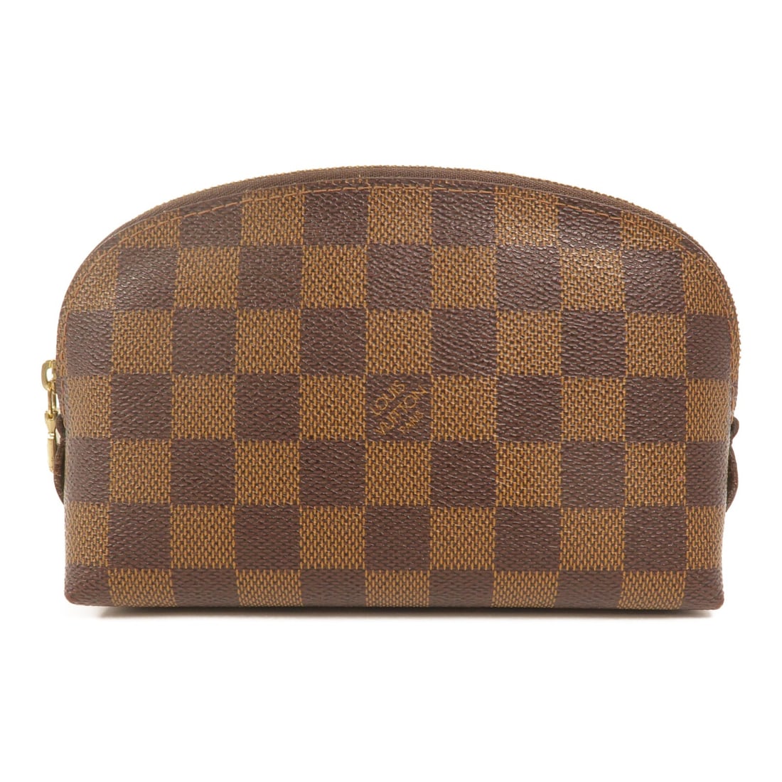 Louis Vuitton N47516 Damier PM Cosmetic Pouch Brown: Louis Vuitton N47516 Damier PM Cosmetic Pouch Brown Cosmetic pouch PM in brown Damier x PVC coated canvas with gold tone hardware. Model N47516. It features a fastener pocket and an open inside pocket