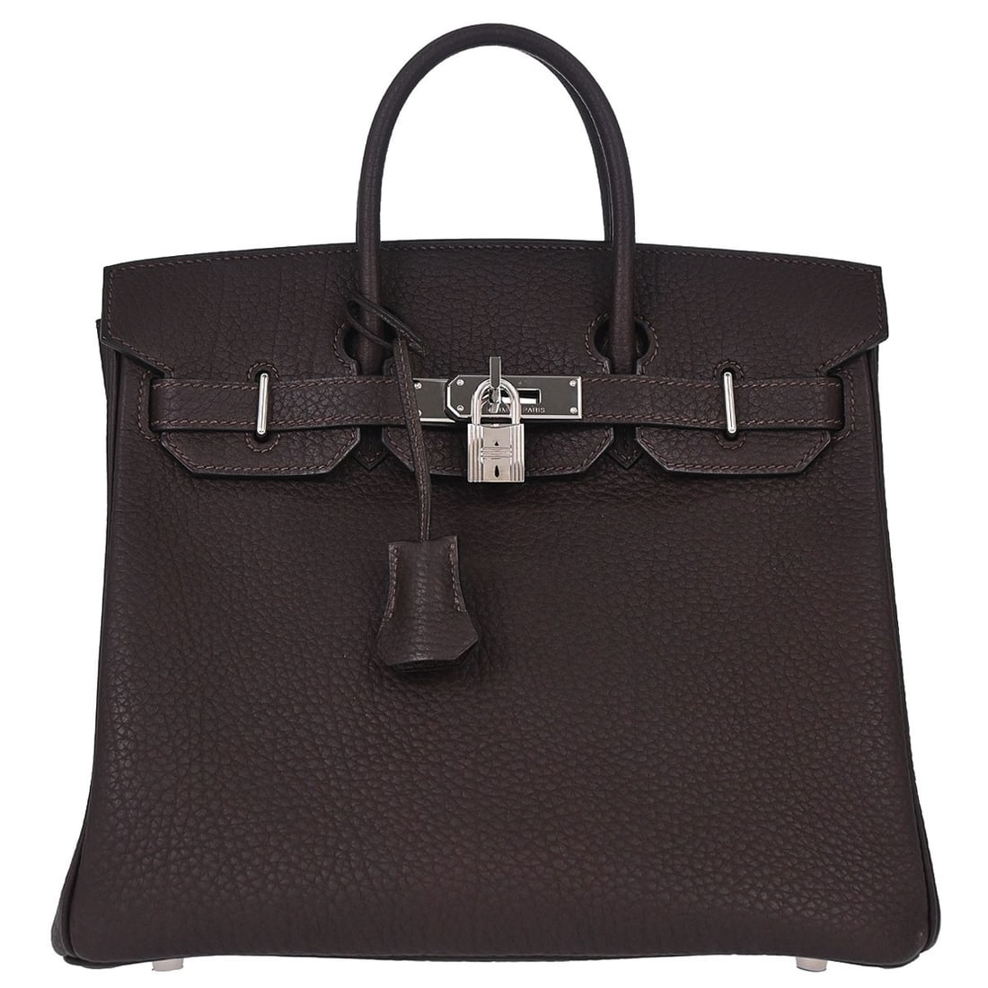 Hermes Haut a Courroies 28 Fjord Leather Handbag Marron Fonce: Hermes Haut a Courroies 28 Fjord Leather Handbag Marron Fonce Hermes Haut a Courroies 28 handbag in Marron Fonce Fjord leather, made in France. It features a flap turnlock closure, double handles, sil