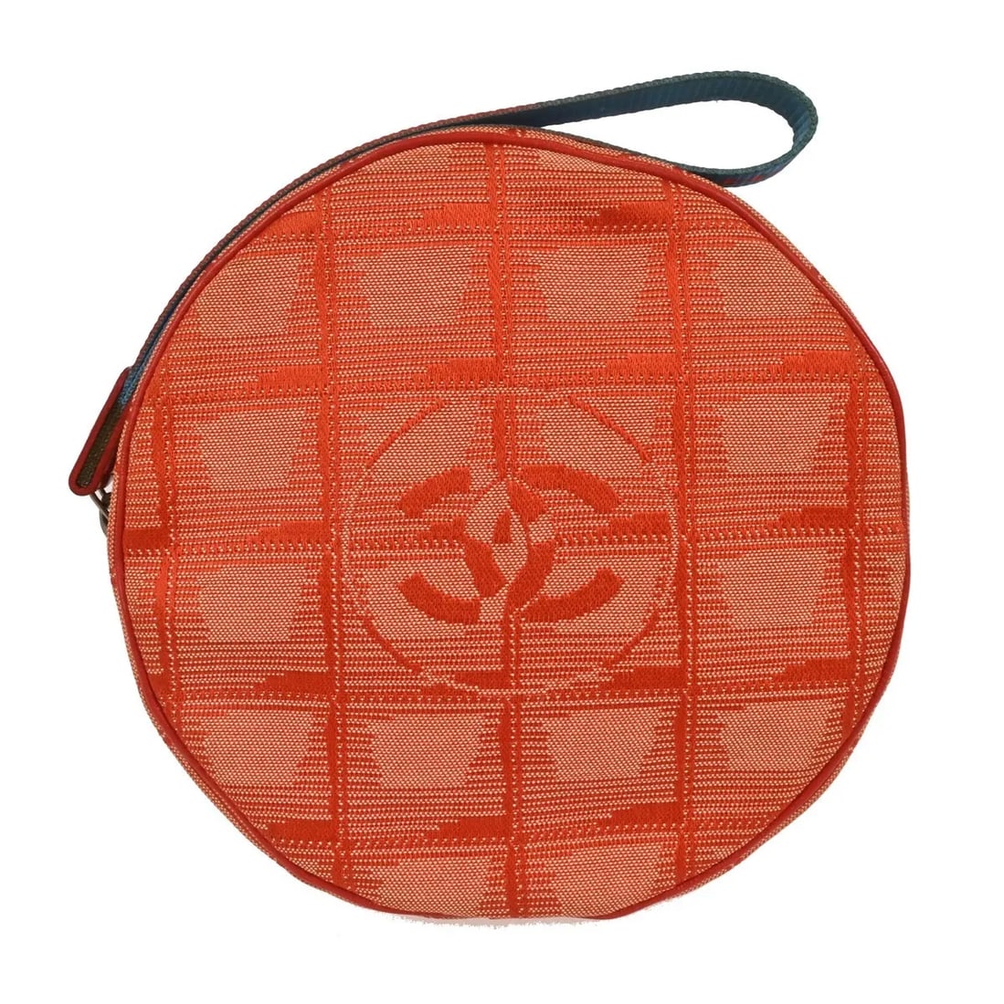 Chanel Travel Line Nylon Round Wristlet Orange (1 of 11)
