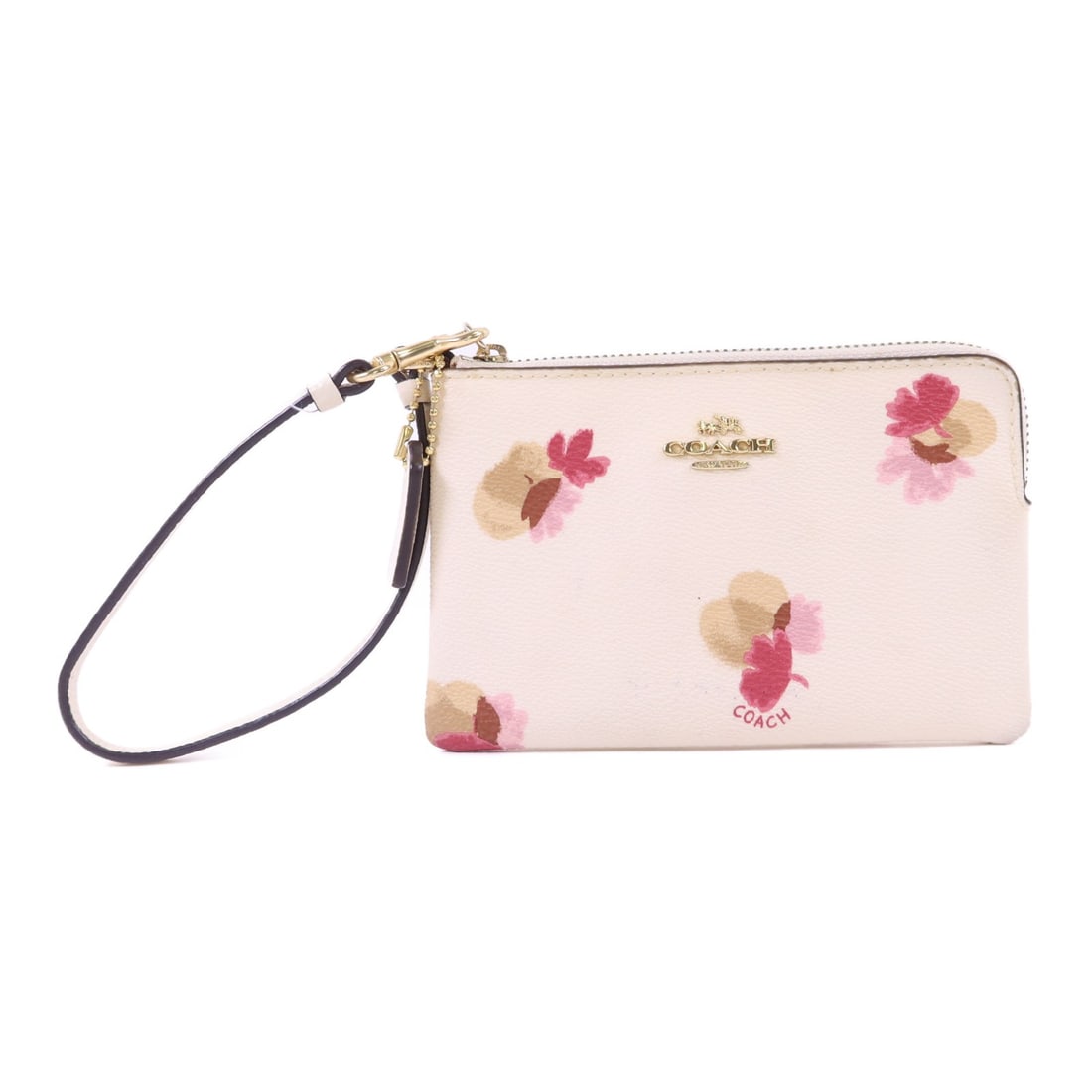 COACH K1777-F65307 White Calfskin Pouch Gold Tone Hardware: COACH K1777-F65307 White Calfskin Pouch Gold Tone Hardware This COACH pouch is made from calfskin (cowhide) leather in white with a multi-color finish. It features gold-tone hardware, a compact profil