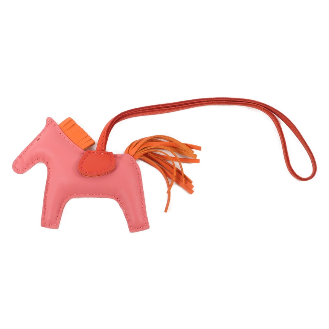 Hermes Rodeo PM Milo Lambskin Bag Charm Rose Azalee Orange Indien: Hermes Rodeo PM Milo Lambskin Bag Charm Rose Azalee Orange Indien Hermes Rodeo PM charm made from Milo lambskin (sheep leather) in a Rose Azalee, Orange Poppy, and Rouge Indien color combination. The 