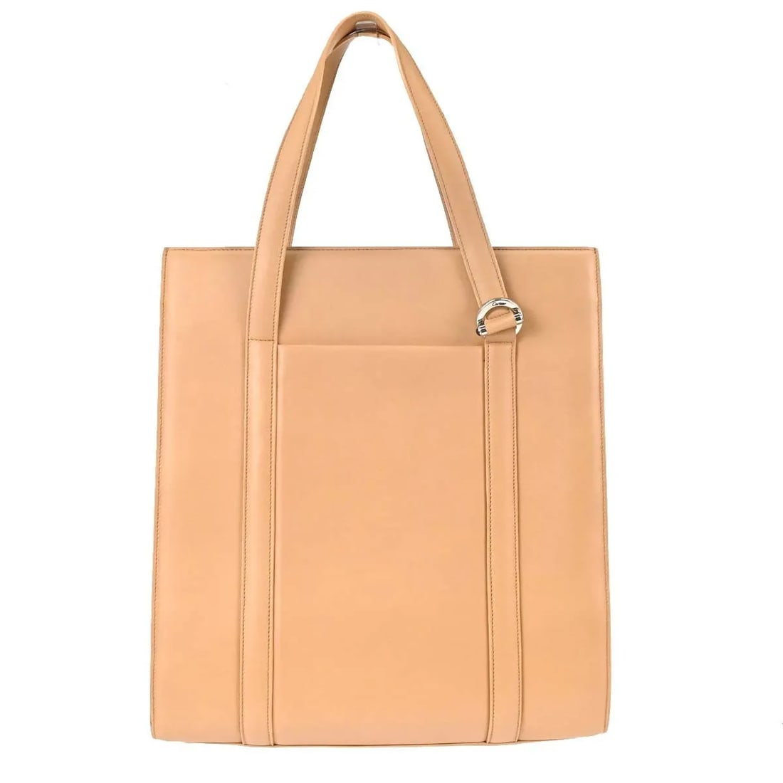 Beige Leather Handbag Cartier Cabochon 30cm x 34cm x 11cm: Beige Leather Handbag Cartier Cabochon 30cm x 34cm x 11cm Cartier Cabochon leather bag for women in beige. Made in France, this model features a leather construction and measures 30 cm x 34 cm x 11 cm