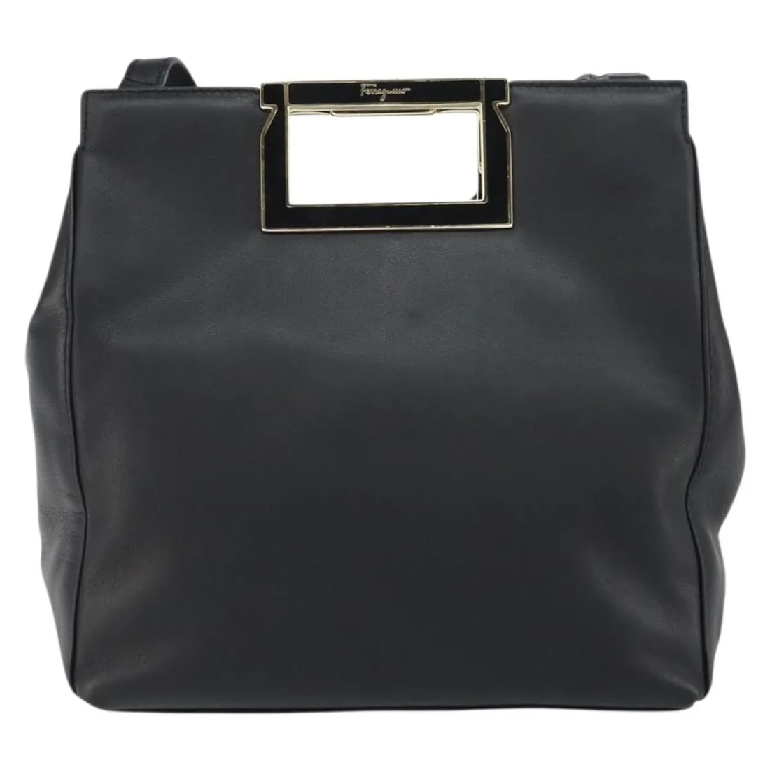 Black Leather Shoulder Bag Salvatore Ferragamo Gancini: Black Leather Shoulder Bag Salvatore Ferragamo Gancini This Salvatore Ferragamo Gancini shoulder bag is crafted from black leather and designed for women. The bag features a classic silhouette with a 